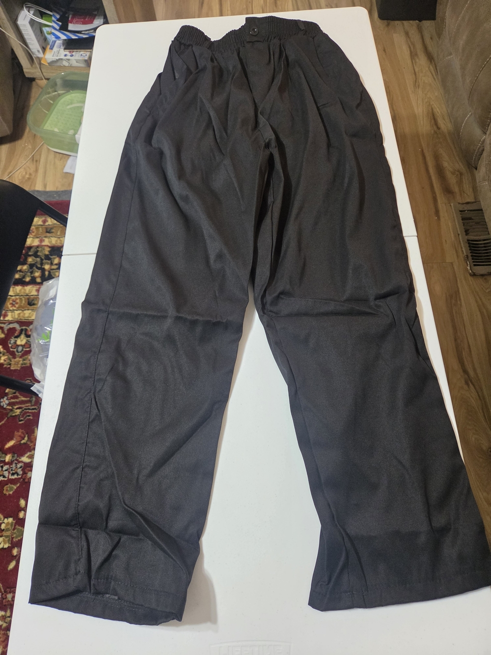 Black Elastic-Waist Casual Pants